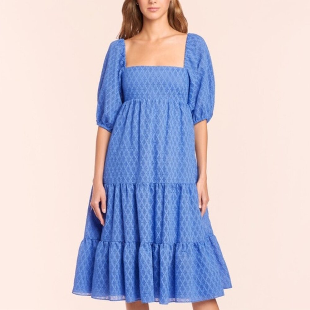 Amanda Uprichard Maisie Blue Textured Midi Dress